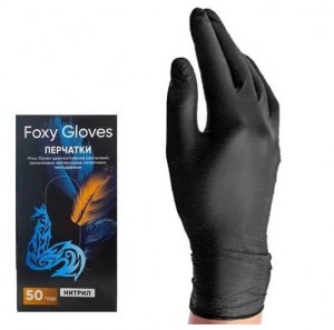 Перчатки Foxy Gloves нитриловые черные XS 100шт